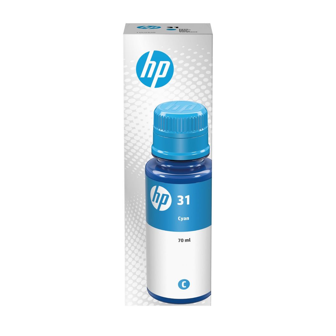 HP 31 Original Cyan Ink Bottle, Cyan - Image 1