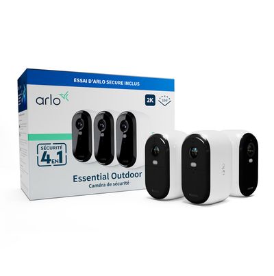 ARLO Essential 2K Quad HD WiFi Security Camera - 3 Cameras, White, White