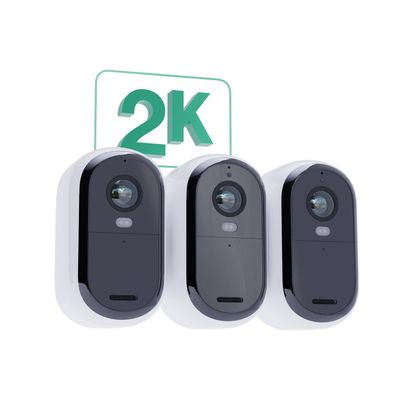 ARLO Essential 2K Quad HD WiFi Security Camera with Solar Panels - 3 Cameras, White, White