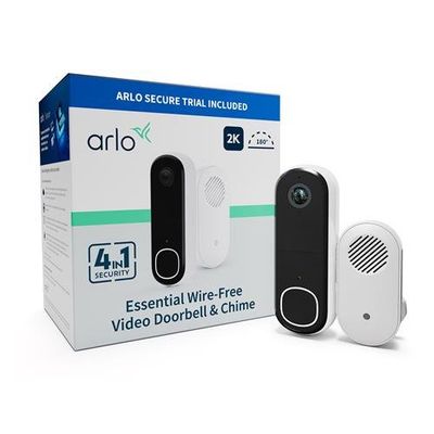 Arlo Essential 2K Video Doorbell &amp; Chime White