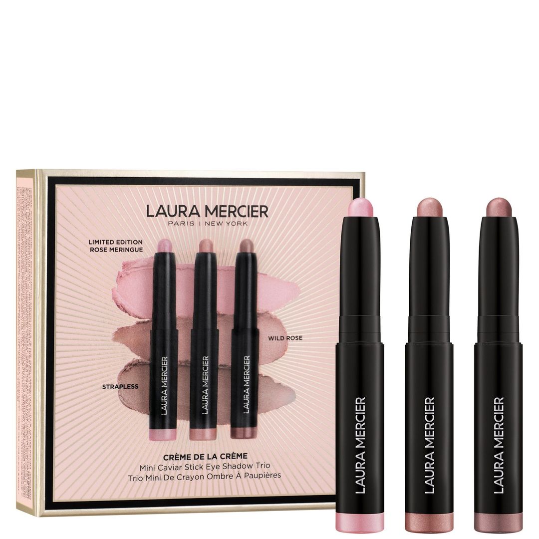 Laura Mercier Crème de la Crème Mini Caviar Stick Eyeshadow Trio - Ed Rose Meringue, Strapless, Wild Rose 1g x3 (Worth £45) - Image 1