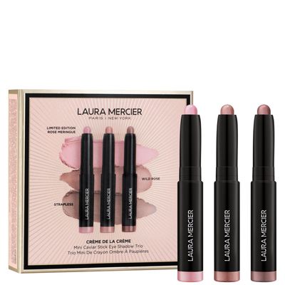 Laura Mercier Crème de la Crème Mini Caviar Stick Eyeshadow Trio - Ed Rose Meringue, Strapless, Wild Rose 1g x3 (Worth £45)