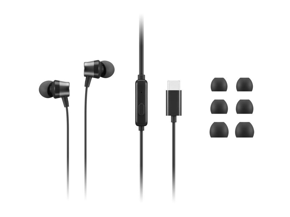 Lenovo 4XD1J77351 headphones/headset Wired In-ear Office/Call center USB Type-C Black - Image 1