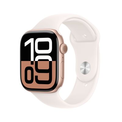 APPLE Watch Series 10 - 46 mm Rose Gold Aluminium Case with Light Blush Sport Band, M/L, Gold,Pink