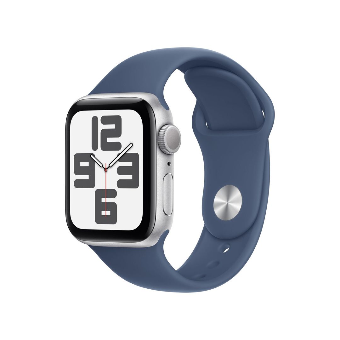 Apple Watch SE GPS 40mm Silver Aluminium Case with Denim Sport Band - - Image 1