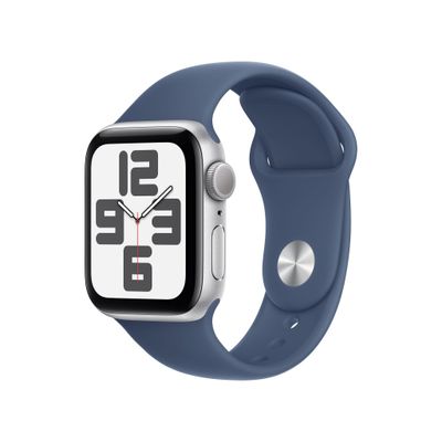 Apple Watch SE GPS 40mm Silver Aluminium Case with Denim Sport Band -