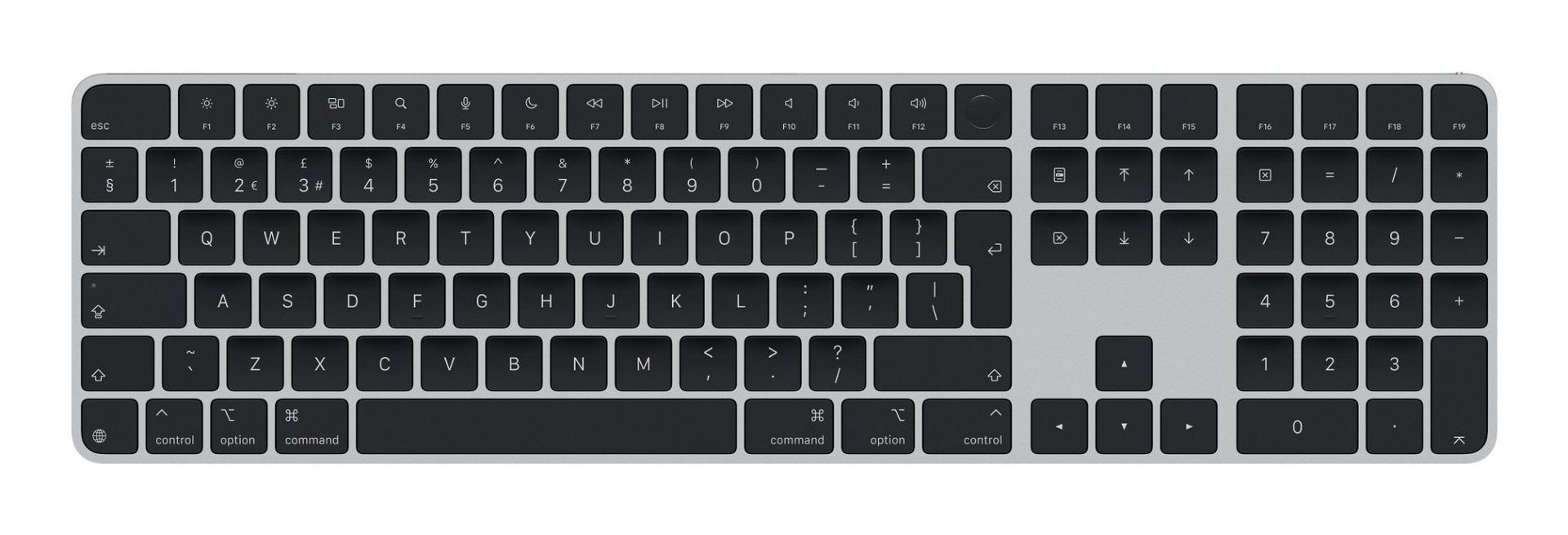 APPLE Magic Wireless Keyboard with Touch ID & Numeric Keypad - Black, Black,Silver/Grey - Image 1