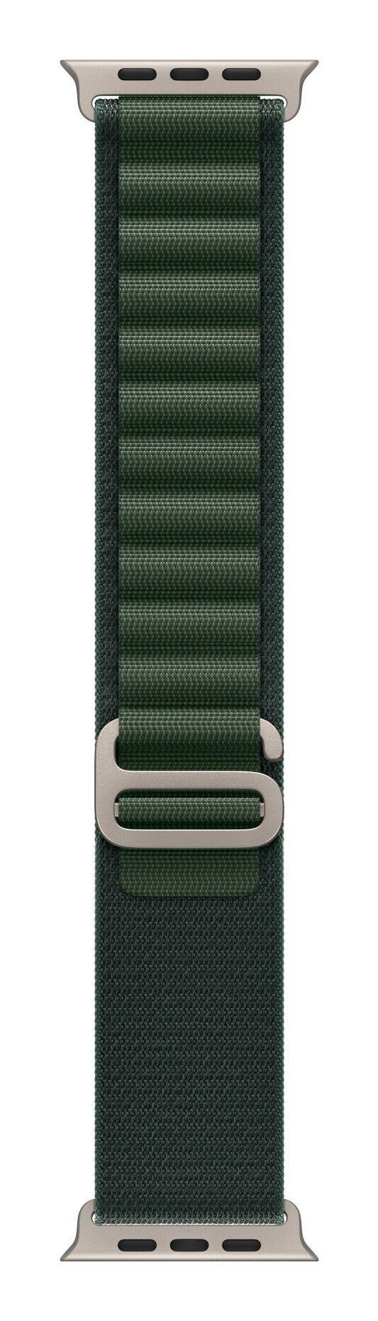 Apple 49mm Dark Green Alpine Loop - Medium - Natural Titanium Finish - Image 1