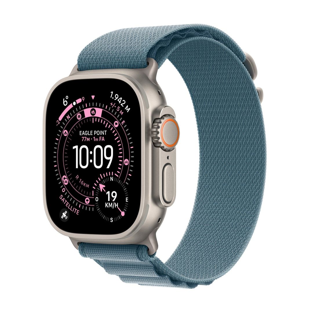 Apple Watch Ultra 3 GPS + Cellular 49mm Natural Titanium Case with Light Blue Alpine Loop - Large - Image 1