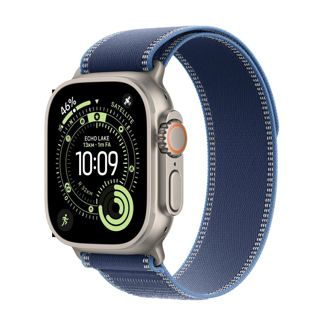 Apple Watch Ultra 3 GPS + Cellular 49mm Natural Titanium Case with Blue/Bright Blue Trail Loop - M/L - Image 1