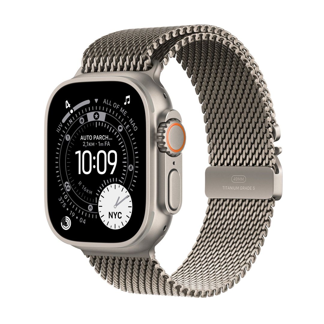 Apple Watch Ultra 3 GPS + Cellular 49mm Natural Titanium Case with Natural Titanium Milanese Loop - Large - Image 1