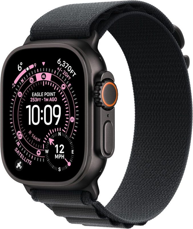 APPLE Watch Ultra 3 Cellular - 49 mm Black Titanium Case with Black Alpine Loop, Medium, Black - Image 1