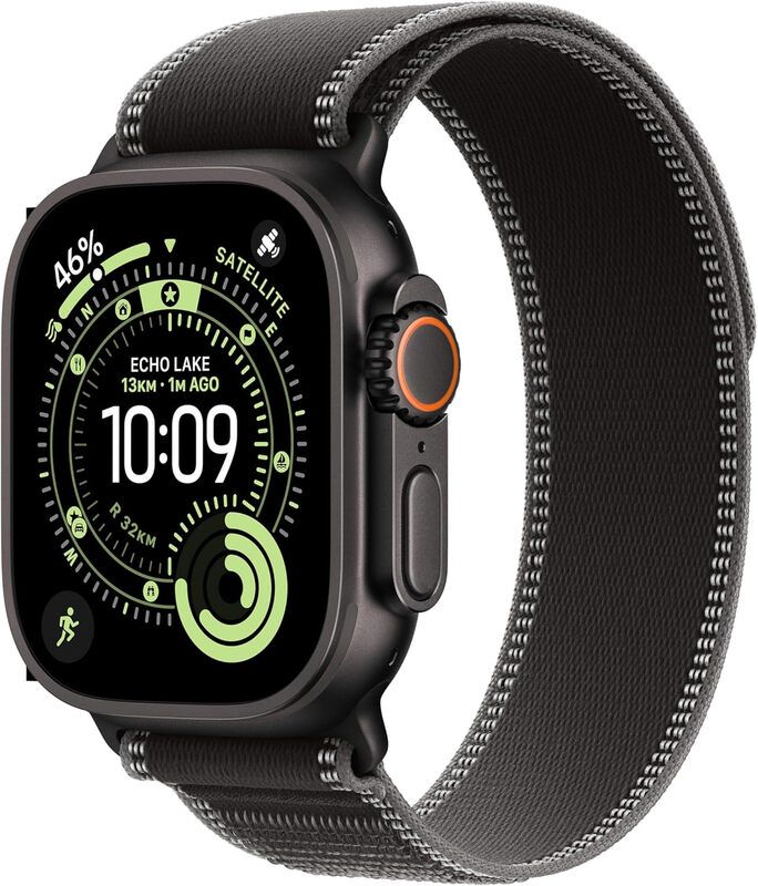 APPLE Watch Ultra 3 Cellular - 49 mm Black Titanium Case with Black Trail Loop, S/M, Black - Image 1