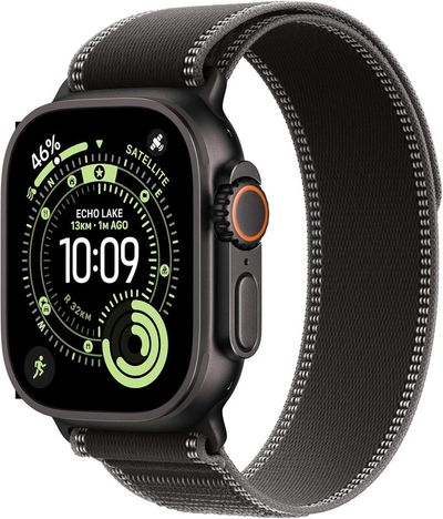 APPLE Watch Ultra 3 Cellular - 49 mm Black Titanium Case with Black Trail Loop, S/M, Black