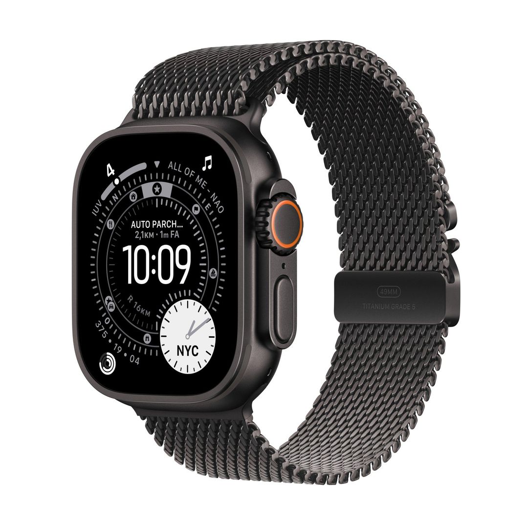 Apple Watch Ultra 3 GPS + Cellular 49mm Black Titanium Case with Black Titanium Milanese Loop - Small - Image 1