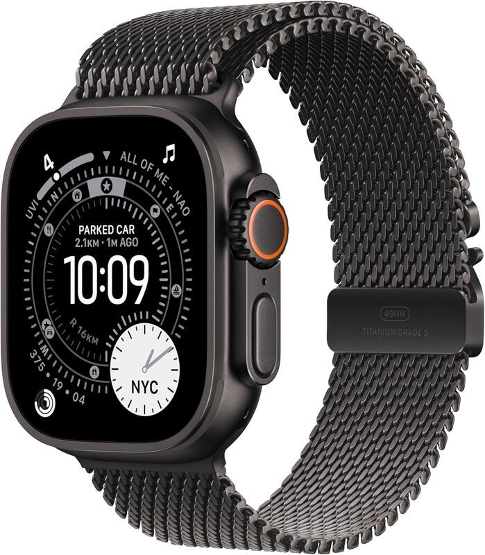 APPLE Watch Ultra 3 Cellular - 49 mm Black Titanium Case with Black Titanium Milanese Loop, Medium, Black - Image 1