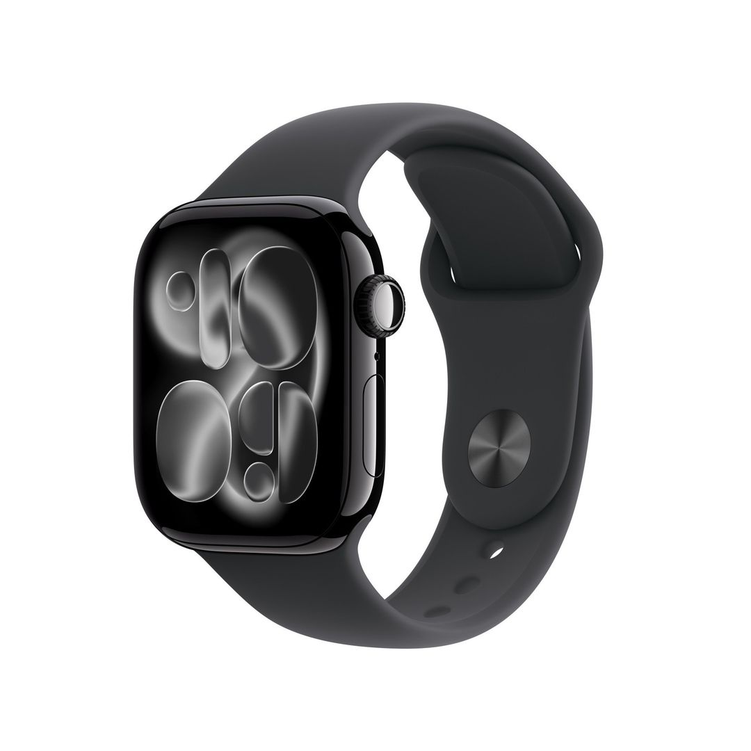 Apple Watch Series 11 GPS + Cellular 42mm Jet Black Aluminium Case with Black Sport Band - S/M - Image 1