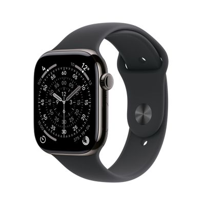 Apple Watch Series 11 GPS + Cellular 42mm Slate Titanium Case with Black Sport Band - S/M