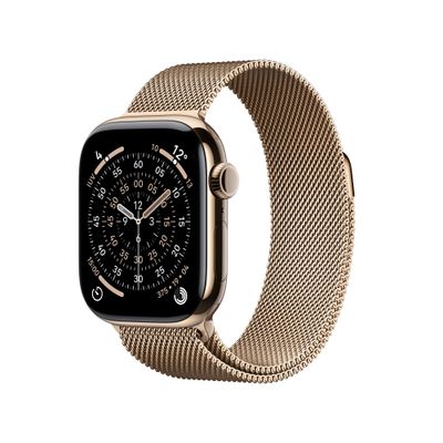Apple Watch Series 11 GPS + Cellular 42mm Gold Titanium Case with Gold Milanese Loop