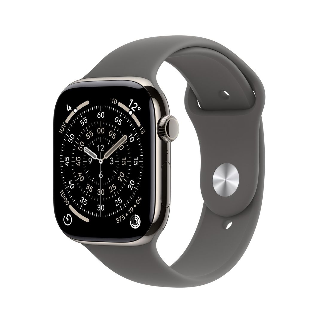 Apple Watch Series 11 GPS + Cellular 46mm Natural Titanium Case with Stone Grey Sport Band - M/L - Image 1