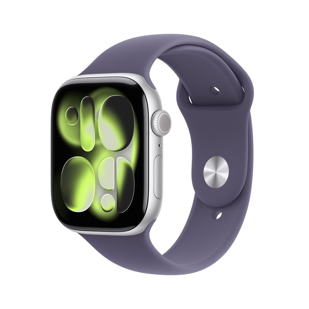 Apple Watch Series 11 GPS + Cellular 46mm Silver Aluminium Case with Purple Fog Sport Band - M/L - Image 1