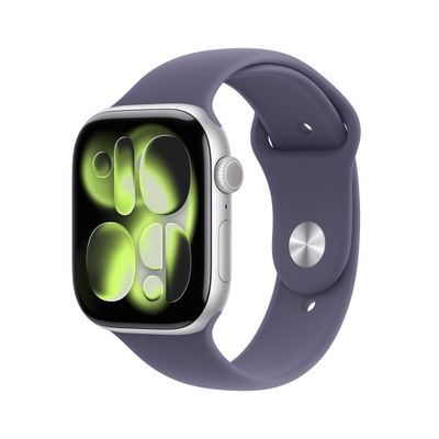 Apple Watch Series 11 GPS + Cellular 46mm Silver Aluminium Case with Purple Fog Sport Band - M/L
