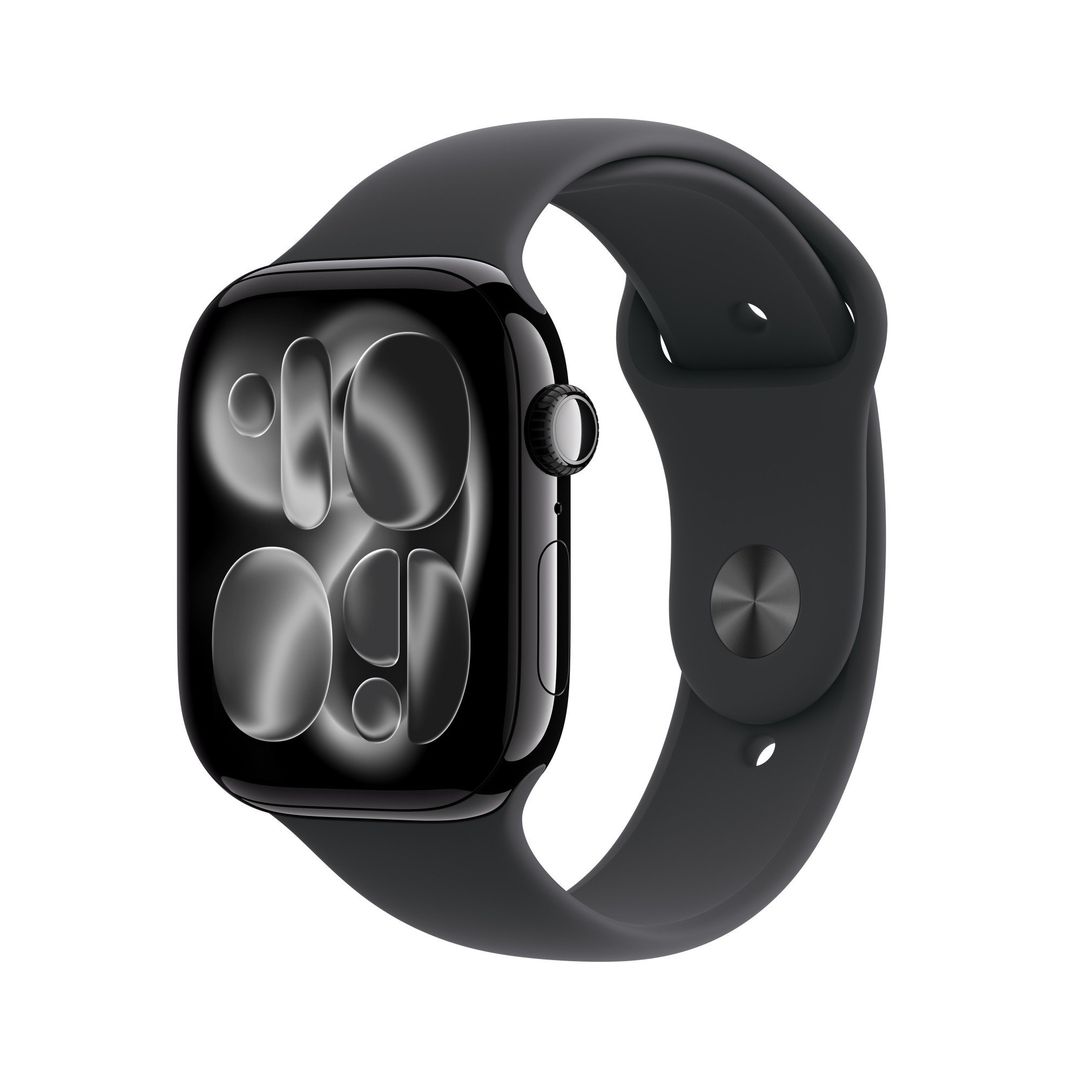 Apple Watch Series 11 GPS 46mm Jet Black Aluminium Case with Black Sport Band - S/M - Image 1