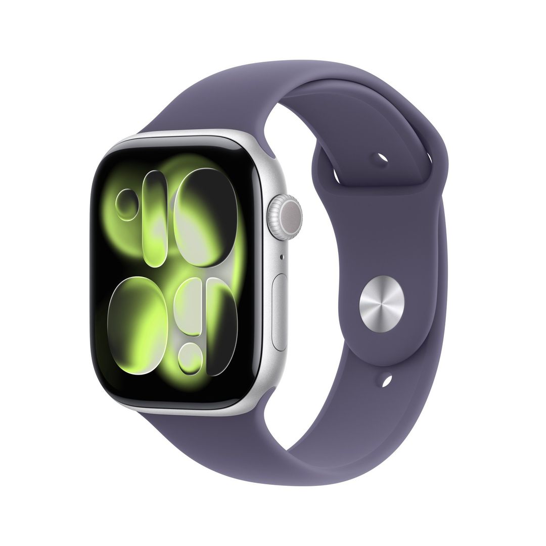 Apple Watch Series 11 GPS 46mm Silver Aluminium Case with Purple Fog Sport Band - S/M - Image 1