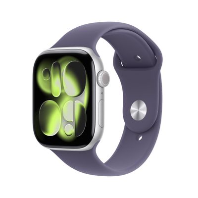 Apple Watch Series 11 GPS 46mm Silver Aluminium Case with Purple Fog Sport Band - S/M