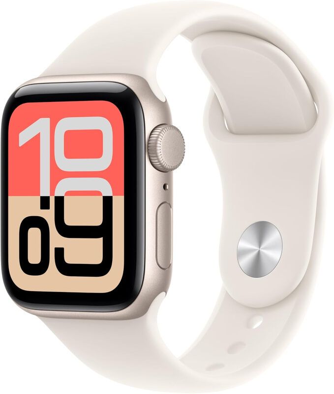 APPLE Watch SE 3 - 40 mm Starlight Aluminium Case with Starlight Sport Band, S/M, White - Image 1