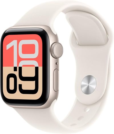 APPLE Watch SE 3 - 40 mm Starlight Aluminium Case with Starlight Sport Band, S/M, White