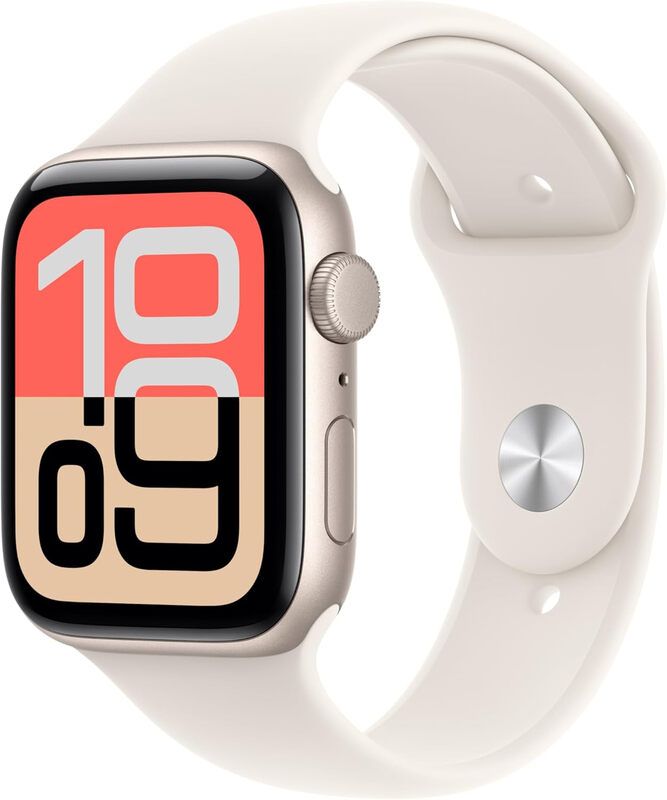 APPLE Watch SE 3 - 44 mm Starlight Aluminium Case with Starlight Sport Band, M/L, White - Image 1