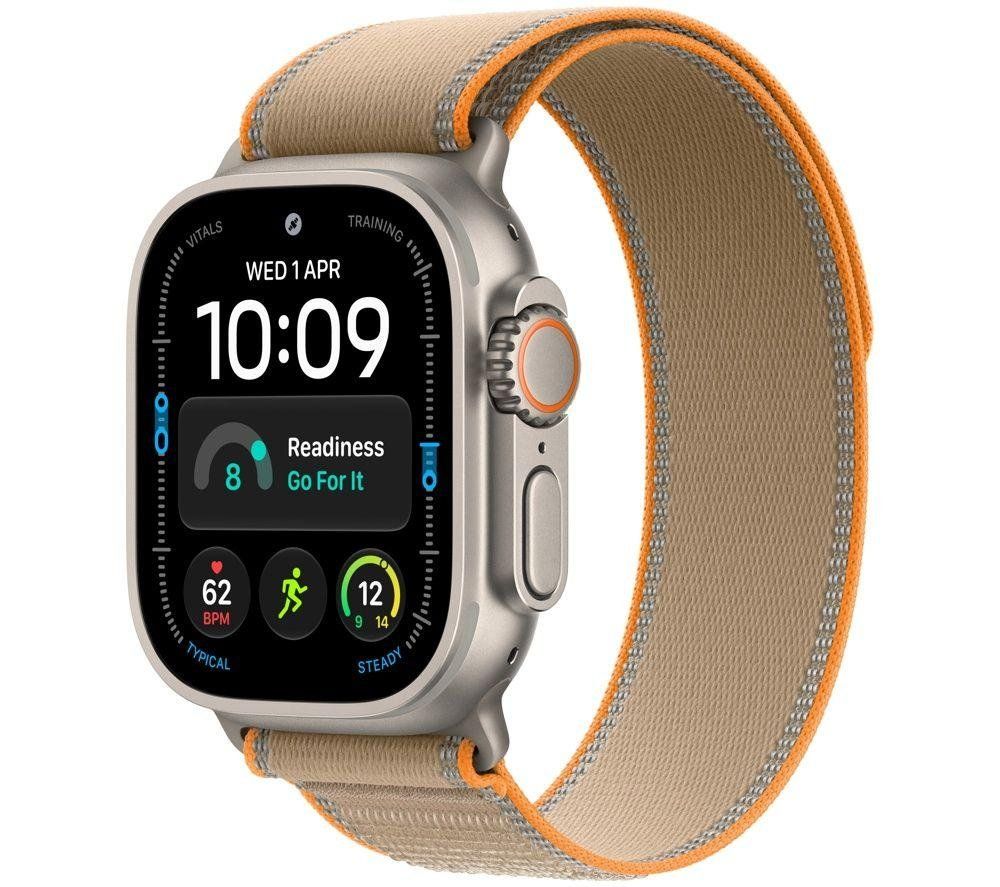 APPLE Watch Ultra 4 GPS Cellular 49mm Natural Titanium Case with Sand Trail Loop - M/L, Brown,Silver/Grey - Image 1