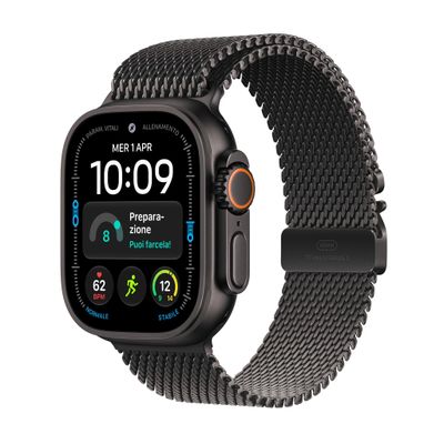 APPLE Watch Ultra 4 GPS Cellular 49mm Black Titanium Case with Black Titanium Milanese Loop - M, Black - Thumbnail 2