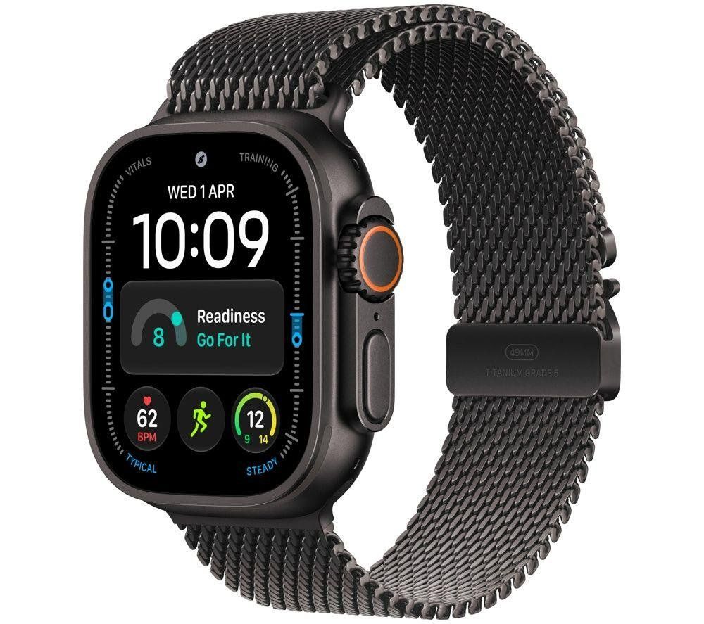 APPLE Watch Ultra 4 GPS Cellular 49mm Black Titanium Case with Black Titanium Milanese Loop - L, Black - Image 1