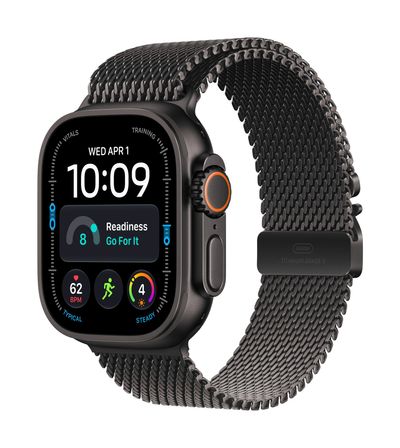 APPLE Watch Ultra 4 GPS Cellular 49mm Black Titanium Case with Black Titanium Milanese Loop - L, Black - Thumbnail 2