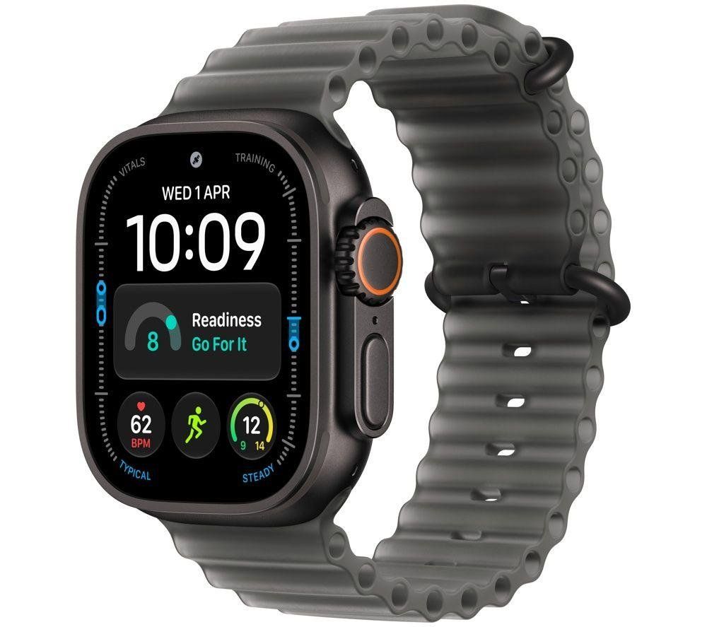 APPLE Watch Ultra 4 GPS Cellular 49mm Black Titanium Case with Translucent Black Ocean Band, Black - Image 1