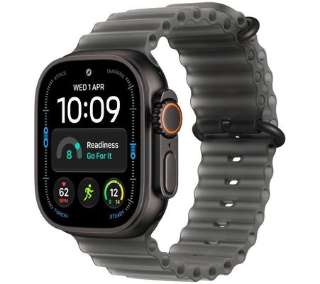 APPLE Watch Ultra 4 GPS Cellular 49mm Black Titanium Case with Translucent Black Ocean Band, Black