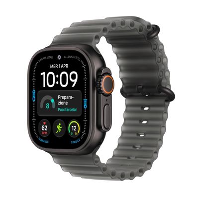 APPLE Watch Ultra 4 GPS Cellular 49mm Black Titanium Case with Translucent Black Ocean Band, Black - Thumbnail 2