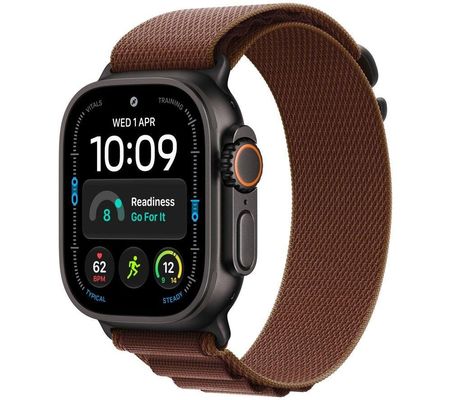 APPLE Watch Ultra 4 GPS Cellular 49mm Black Titanium Case with Burgundy Alpine Loop - M, Black,Red