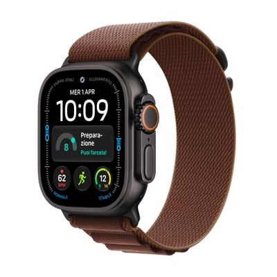 APPLE Watch Ultra 4 GPS Cellular 49mm Black Titanium Case with Burgundy Alpine Loop - M, Black,Red - Thumbnail 2