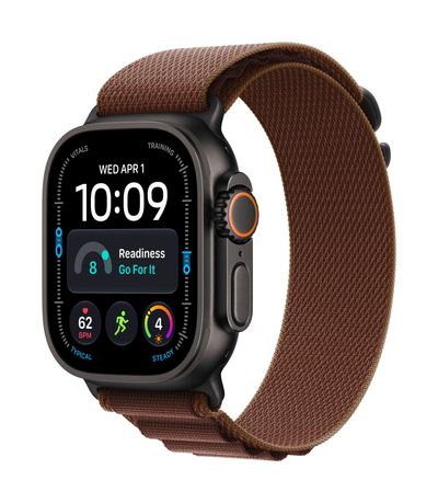 APPLE Watch Ultra 4 GPS Cellular 49mm Black Titanium Case with Burgundy Alpine Loop - L, Black,Red - Thumbnail 2