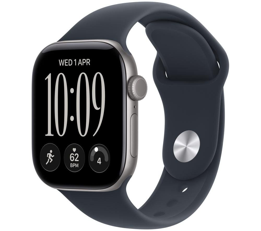APPLE Watch Series 12 GPS 42mm Space Gray Aluminum Case with Navy Blue Sport Band - S/M, Blue,Silver/Grey - Image 1