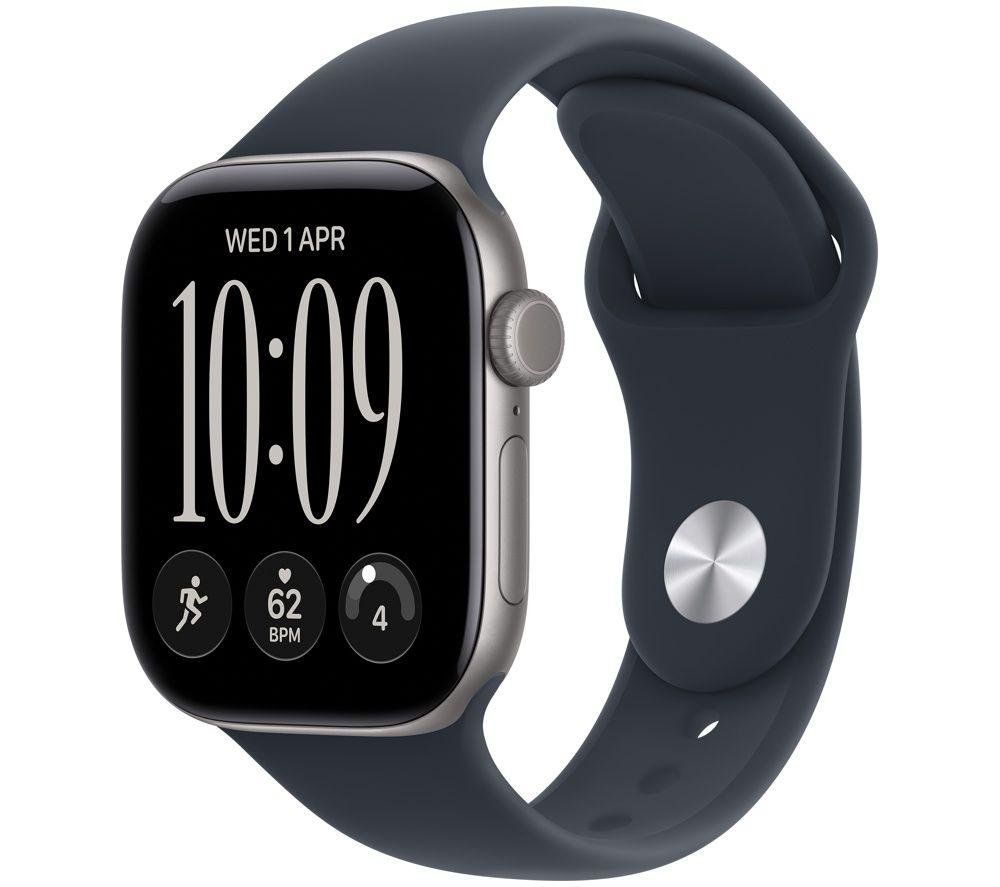 APPLE Watch Series 12 GPS 42mm Space Gray Aluminum Case with Navy Blue Sport Band - M/L, Blue,Silver/Grey - Image 1
