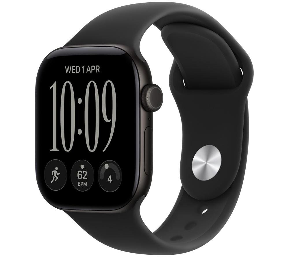 APPLE Watch Series 12 GPS 42mm Black Aluminum Case with Black Sport Band - S/M, Black - Image 1