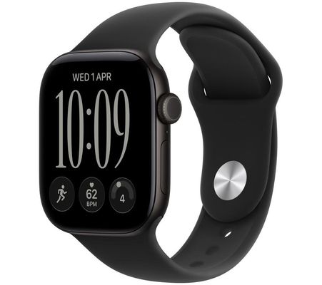 APPLE Watch Series 12 GPS 42mm Black Aluminum Case with Black Sport Band - S/M, Black