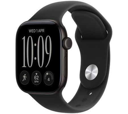 APPLE Watch Series 12 GPS 42mm Black Aluminum Case with Black Sport Band - M/L, Black