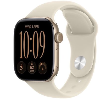 APPLE Watch Series 12 GPS 42mm Light Gold Aluminum Case with Sand Sport Band - S/M, Gold