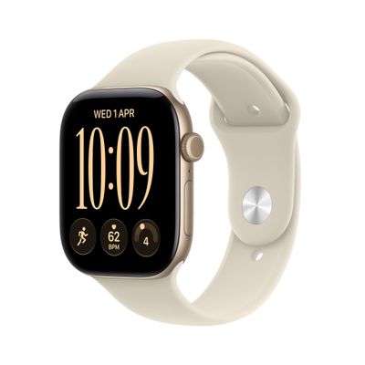 APPLE Watch Series 12 GPS 42mm Light Gold Aluminum Case with Sand Sport Band - M/L, Gold - Thumbnail 2