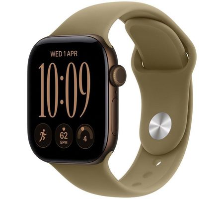 APPLE Watch Series 12 GPS 42mm Dark Bronze Aluminum Case with Olive Sport Band - M/L, Green,Brown
